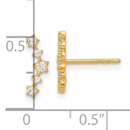 14kt Yellow Gold Polished Fancy CZ Post Earrings
