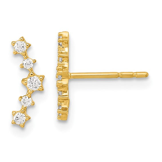 14kt Yellow Gold Polished Fancy CZ Post Earrings