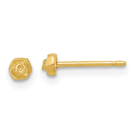 14kt Yellow Gold Polished Rose Post Earrings