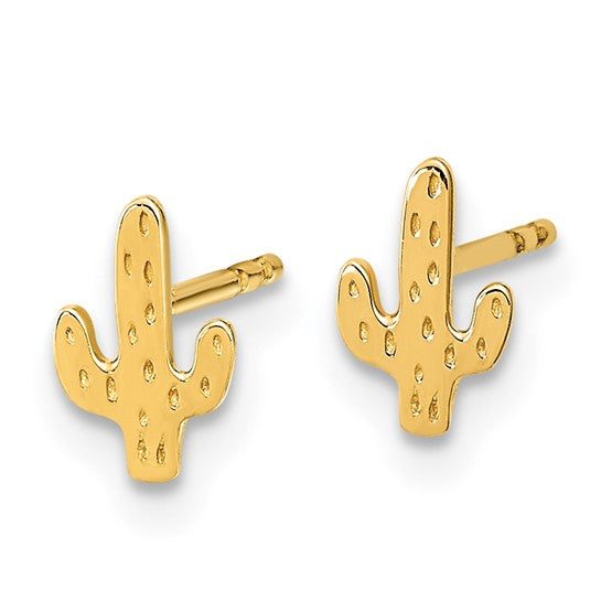 14KT Yellow Gold Polished Cactus Post Earrings