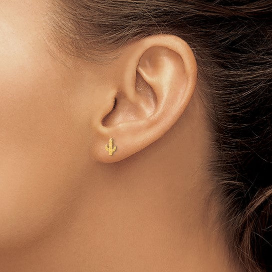 14KT Yellow Gold Polished Cactus Post Earrings