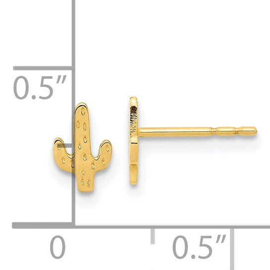 14KT Yellow Gold Polished Cactus Post Earrings