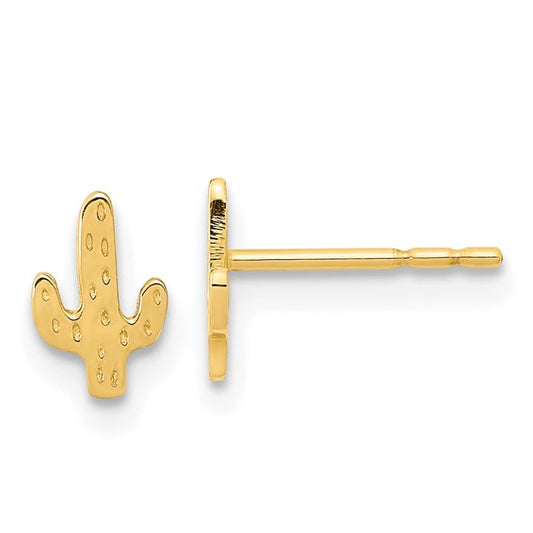 14KT Yellow Gold Polished Cactus Post Earrings