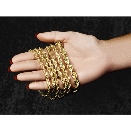 14KT Yellow Gold 22 inch 5.5mm Diamond-cut Rope with Fancy Lobster Clasp Chain