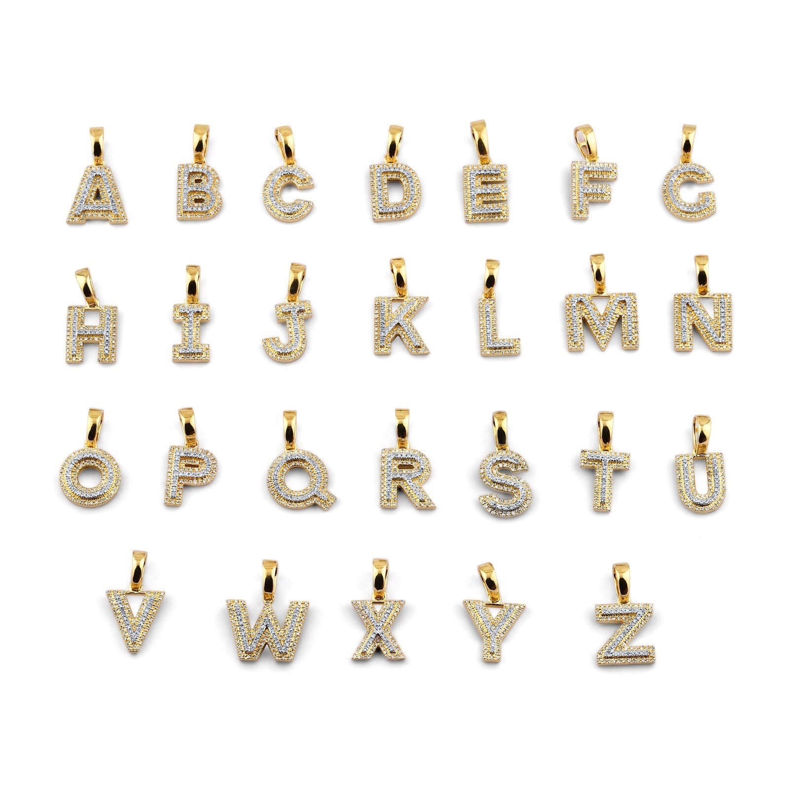 10K Yellow Gold Diamond Initial A–Z Pendant | 0.75″ Letter Charm