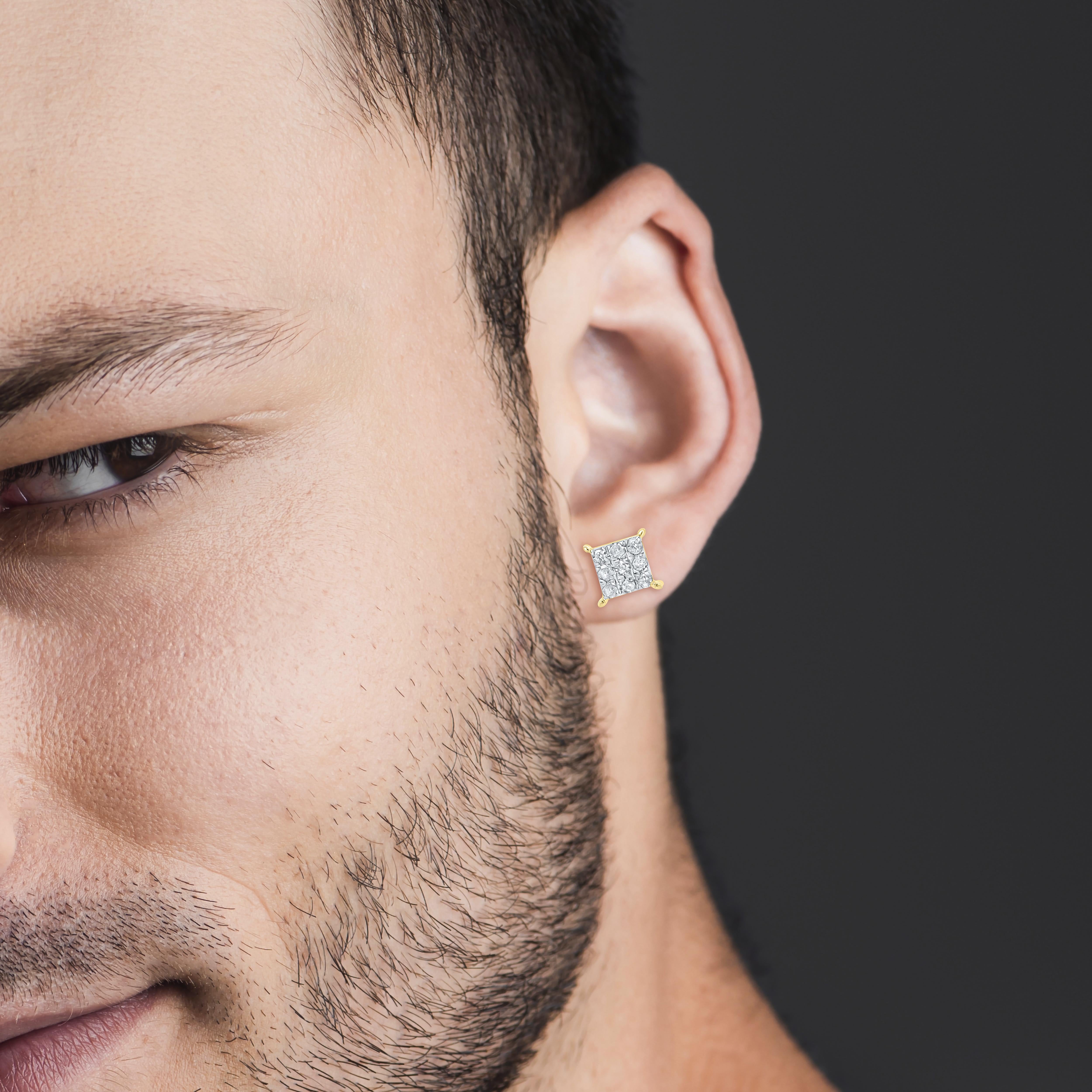 10K Yellow Gold 0.15 CTW Diamond Earrings Studs