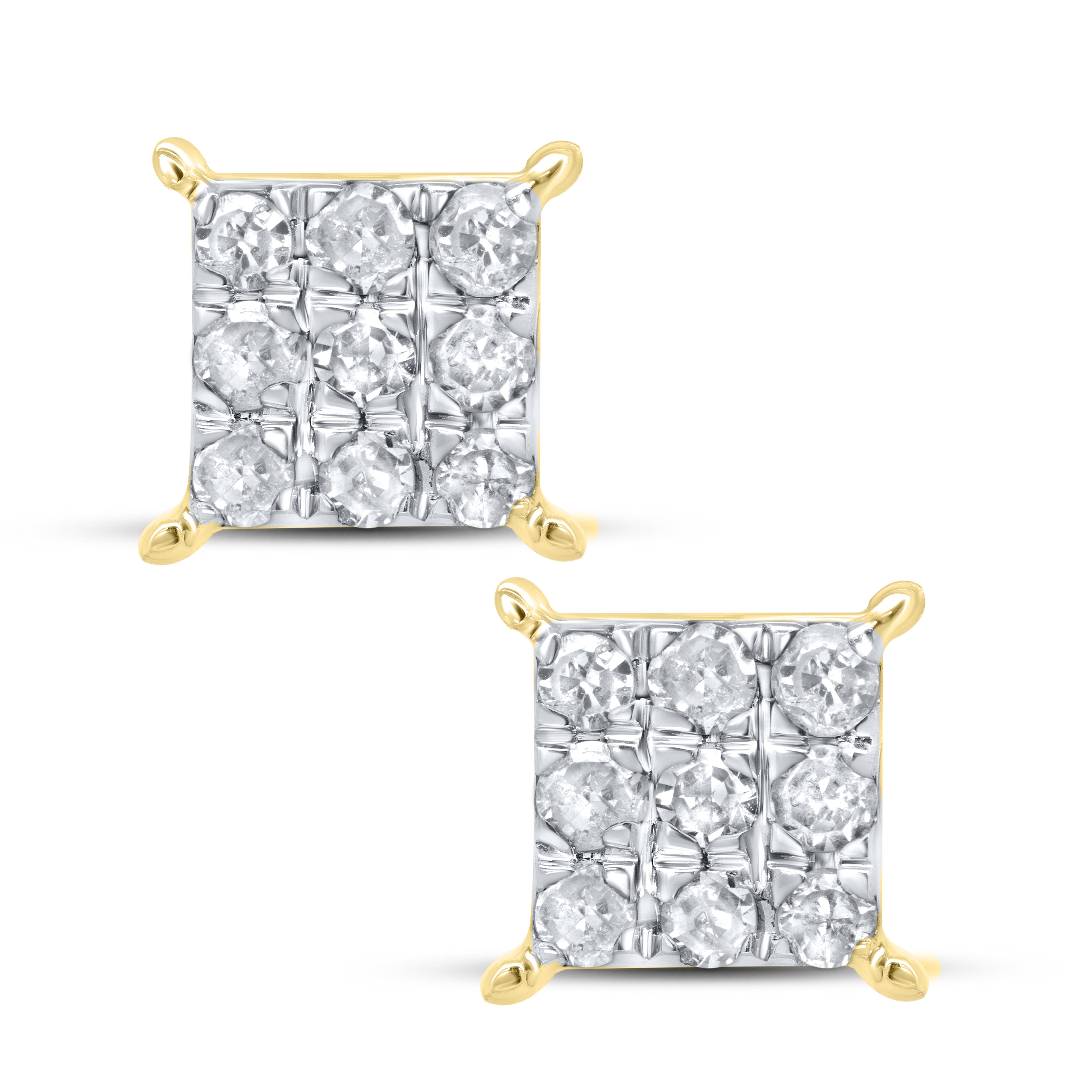 10K Yellow Gold 0.15 CTW Diamond Earrings Studs