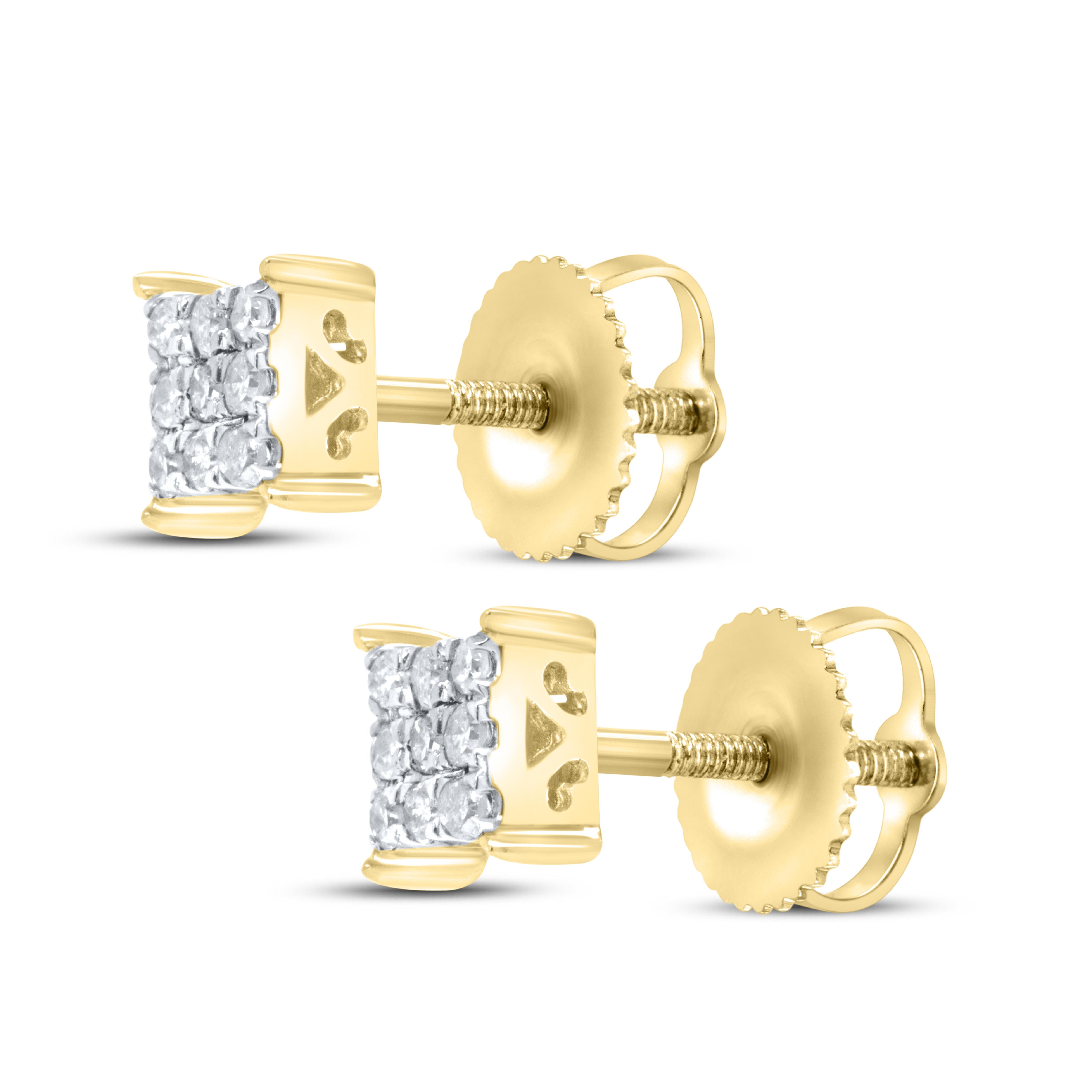 10K Yellow Gold 0.15 CTW Diamond Earrings Studs