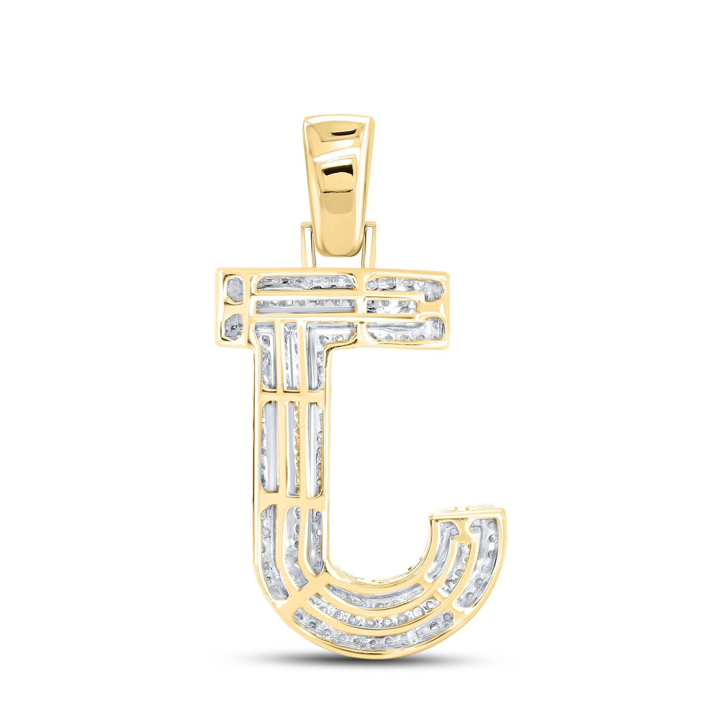 10KT YELLOW GOLD 0.53 CTW DIAMOND INITIAL J