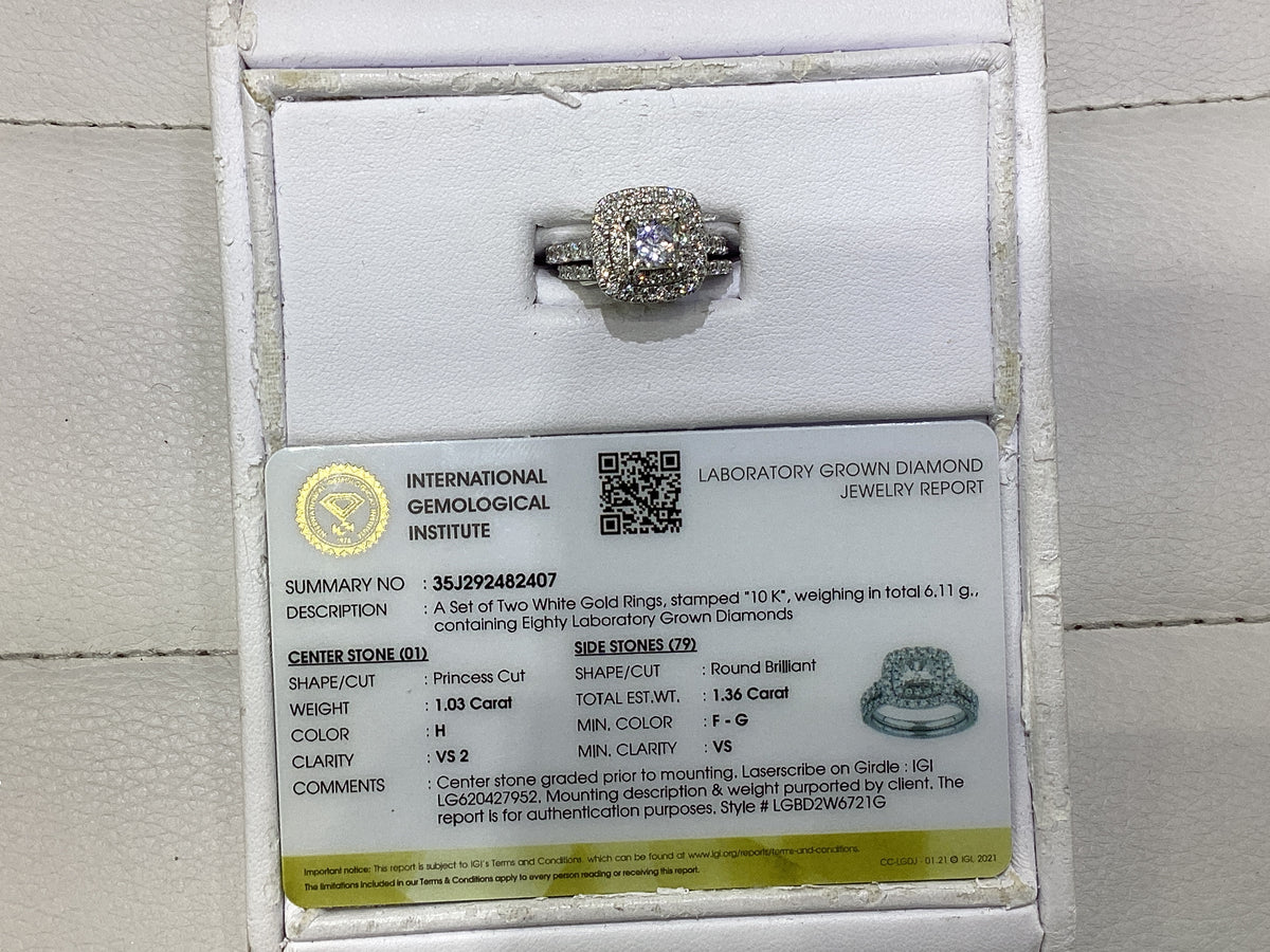 14k White Gold 2.38 ctw Lab Diamond Bridal Ring Set