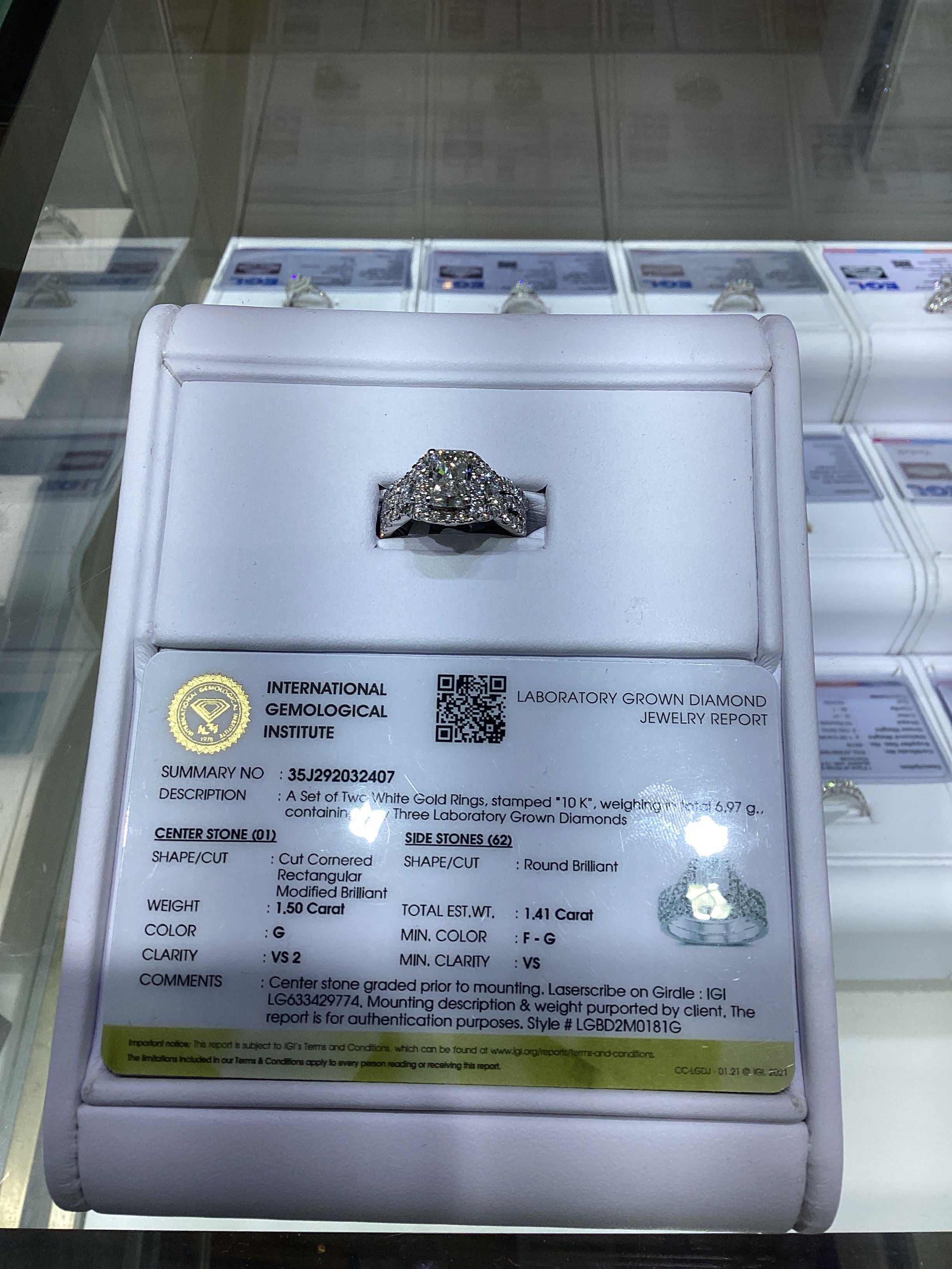 10K WHITE GOLD LAB BRIDAL RING SET 2.91 CTW