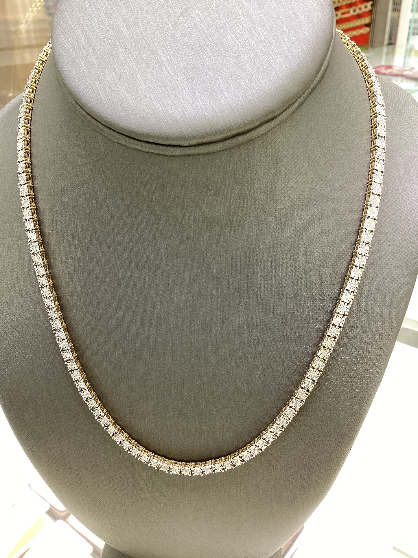 10K YELLOW GOLD 1.30 CTW NATURAL DIAMOND TENNIS NECKLACE