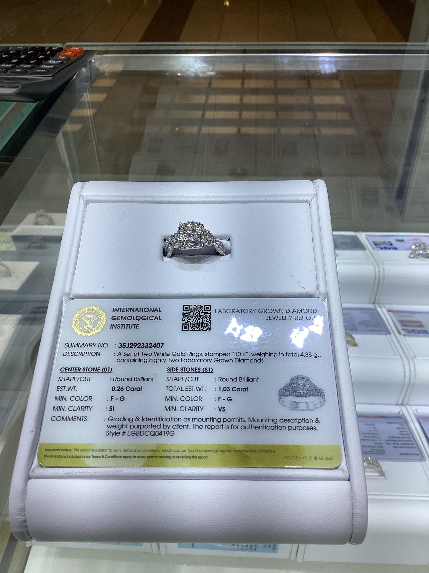 10KT WHITE GOLD LAB DIAMOND BRIDAL SET 1.29 CTW