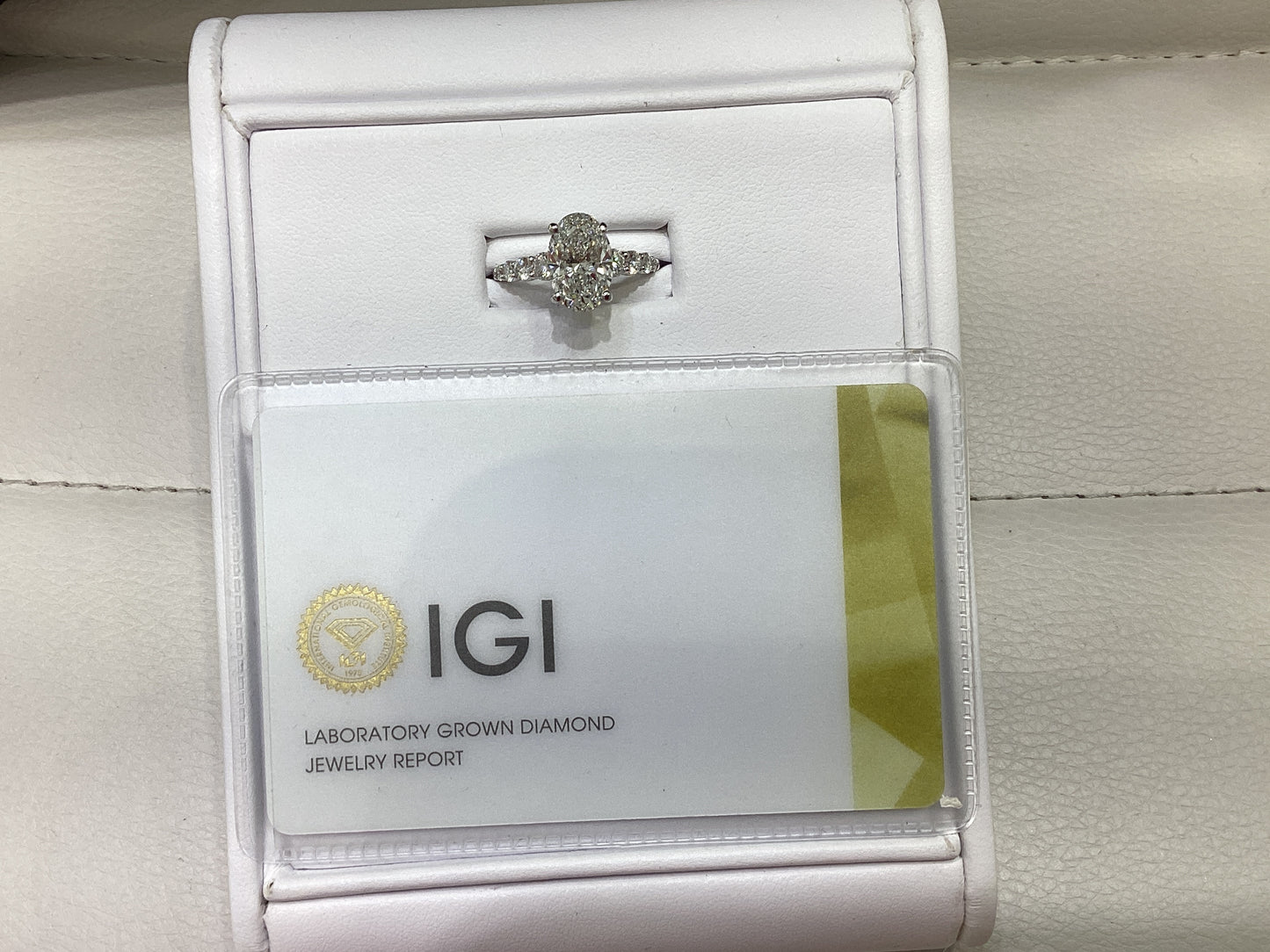 14kt White Gold 3.76 CTW Oval Shape Lab Diamond Ring