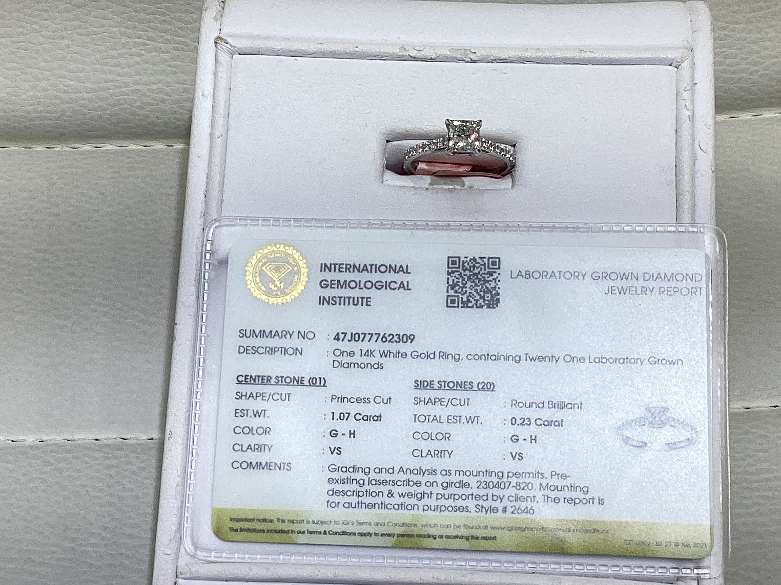 14kt White Gold 1.25 CTW Princes shape Lab Diamond Solitaire Ring