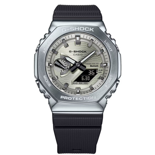 Men's Casio G-Shock G-Steel Analog/Digital Watch with Silver-Tone Dial and Black Resin Strap (Model: GBM2100A-8B)