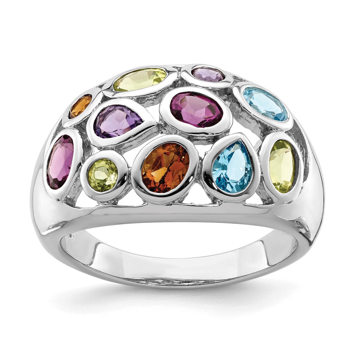 925 silver multi gemstone ring