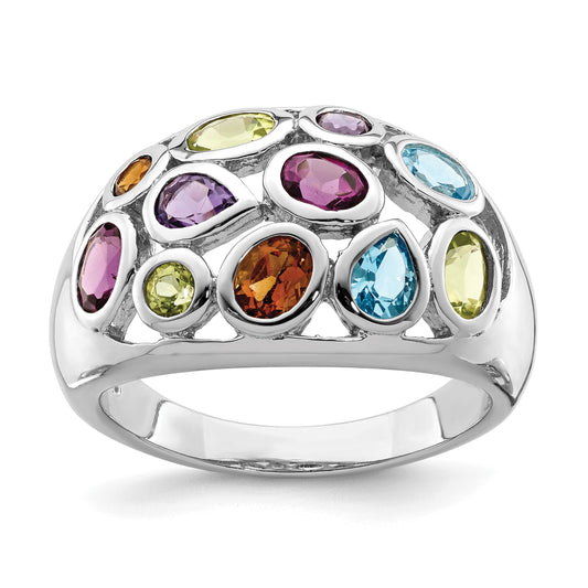 925 silver multi gemstone ring