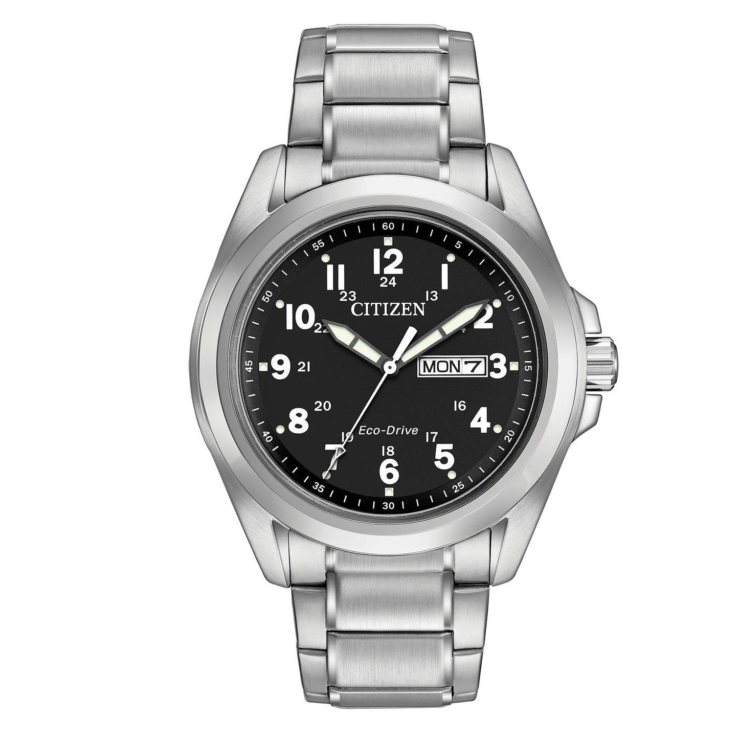 Citizen AW0050-82E Garrison – Men’s Eco-Drive Stainless Steel Field Watch Black Dial Day-Date