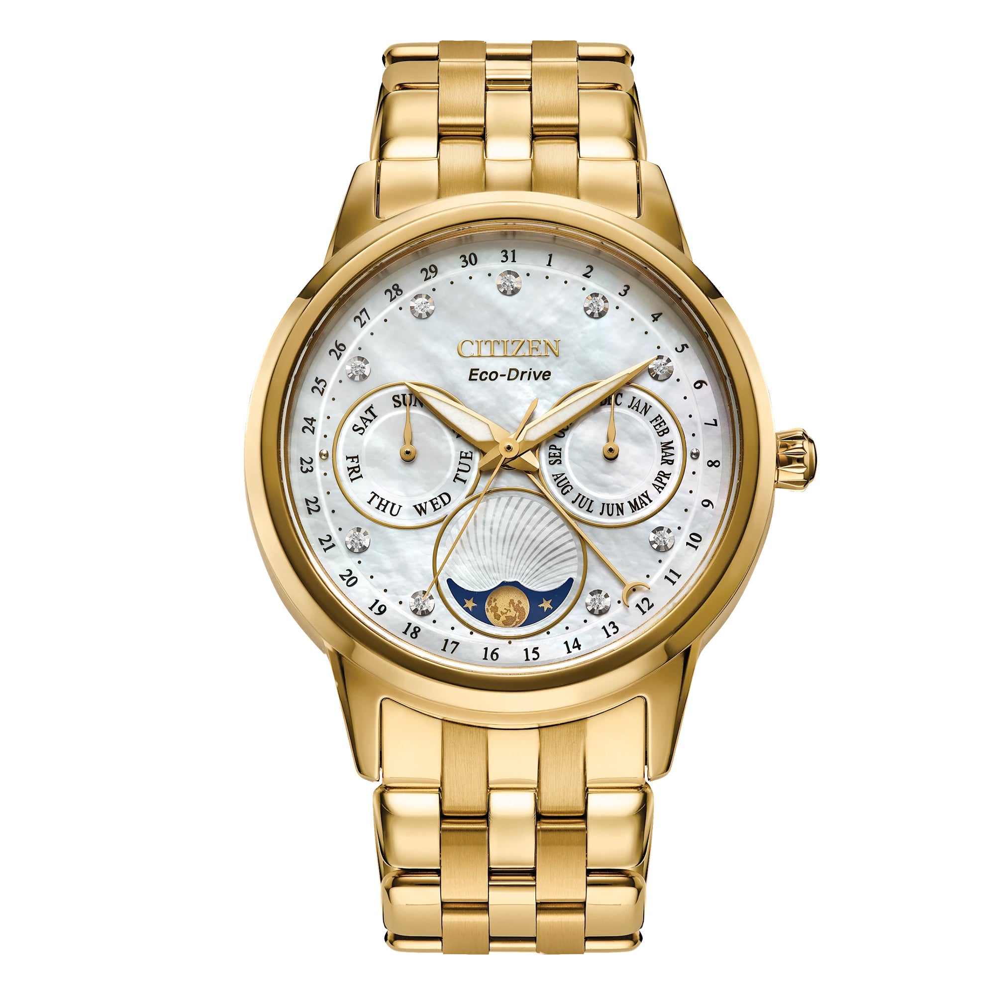 Citizen Calendrier FD0002-57D Eco-Drive Diamond Moon Phase Women's Watch