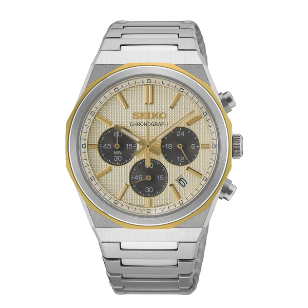 Seiko HGK001 Quartz Chronograph – Cream Dial, Stainless Steel 40mm