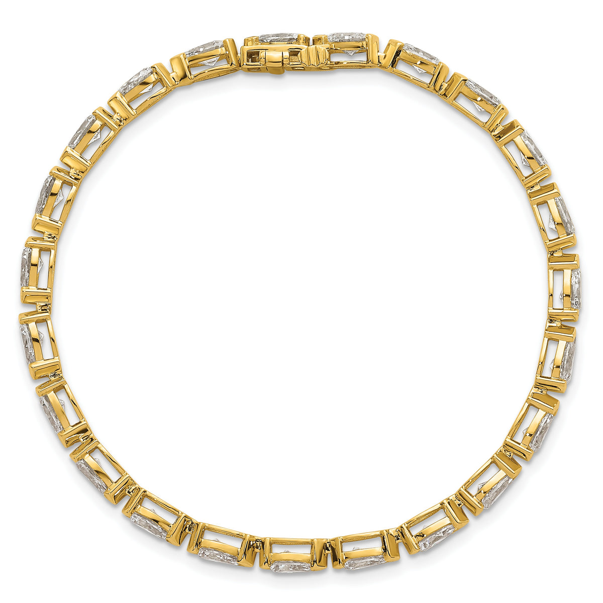 14k Yellow Gold 7.81 CT Pear Shape Lab Grown Diamond VS Clarity, Half Bezel Set Tennis Bracelet