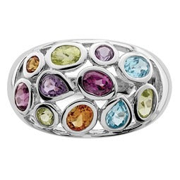 925 silver multi gemstone ring