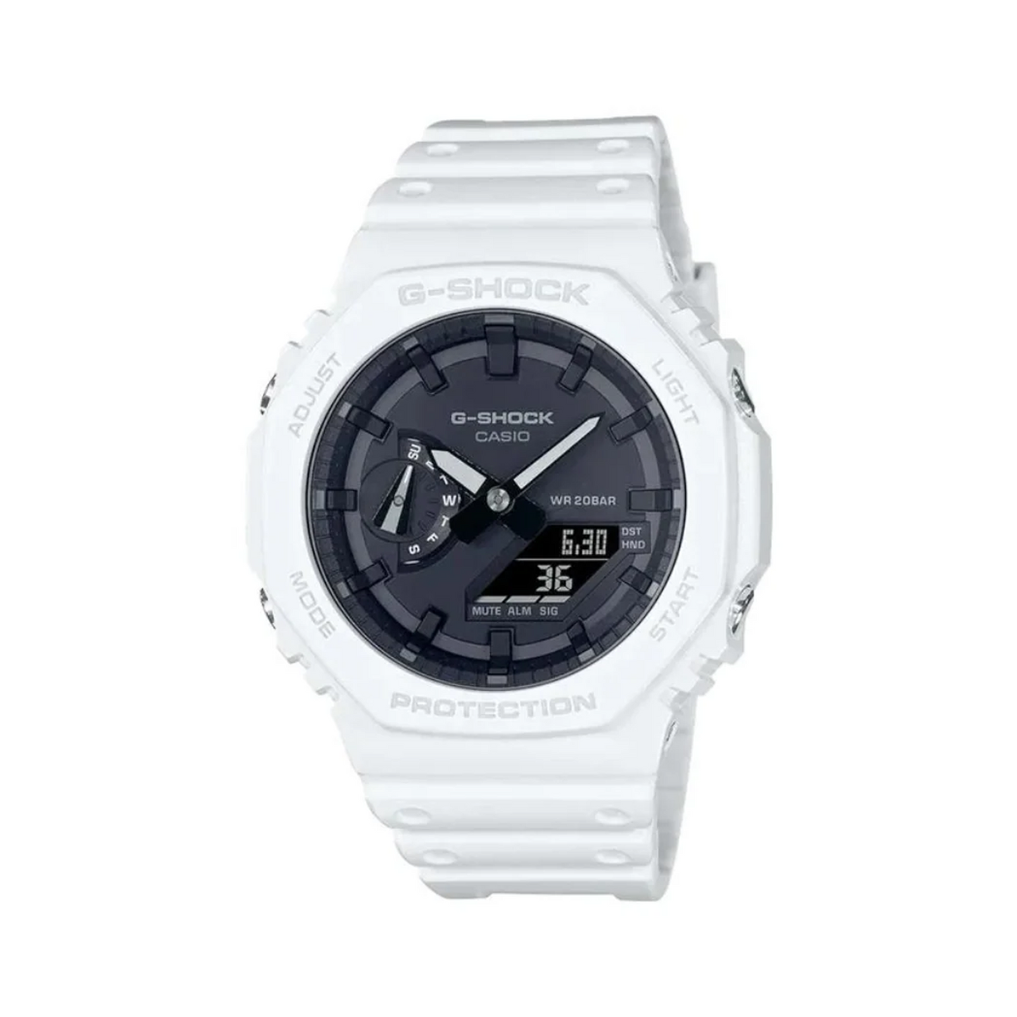 Casio G-Shock Analog/Digital White Resin Black Dial Watch GA-2100-7A
