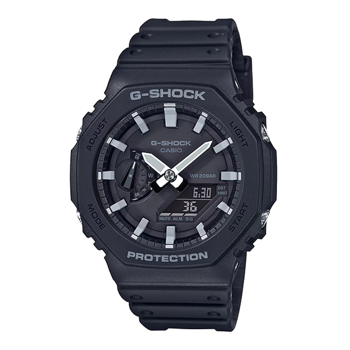 Men's Casio G-Shock Icon Analog-Digital Black Resin Strap Watch with Black Dial (Model: GA2100-1A)