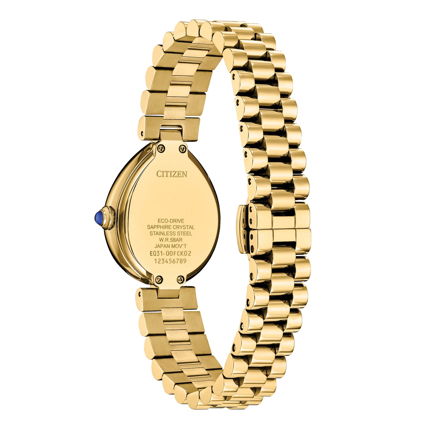 Ladies’ Citizen Eco-Drive® Rainell Gold-Tone IP Analog Watch with Gold-Tone Dial (Model: EM1202-50P)