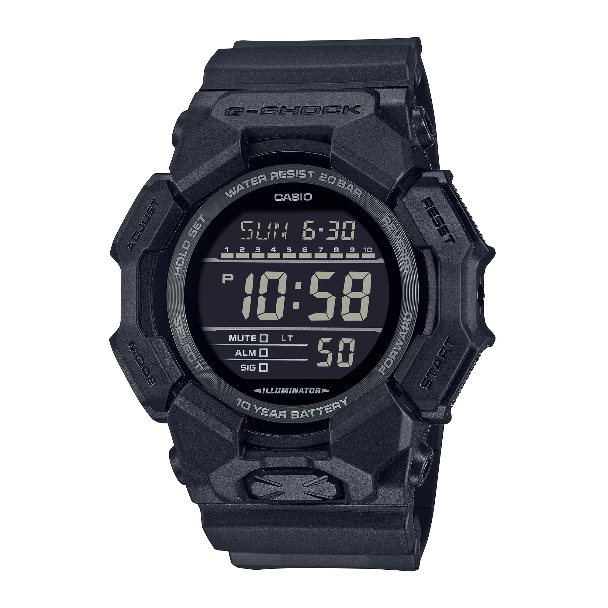 Men's Casio G-Shock Digital Black Bio-Based Resin Strap Watch with Black Dial (Model: GD010-1A1)