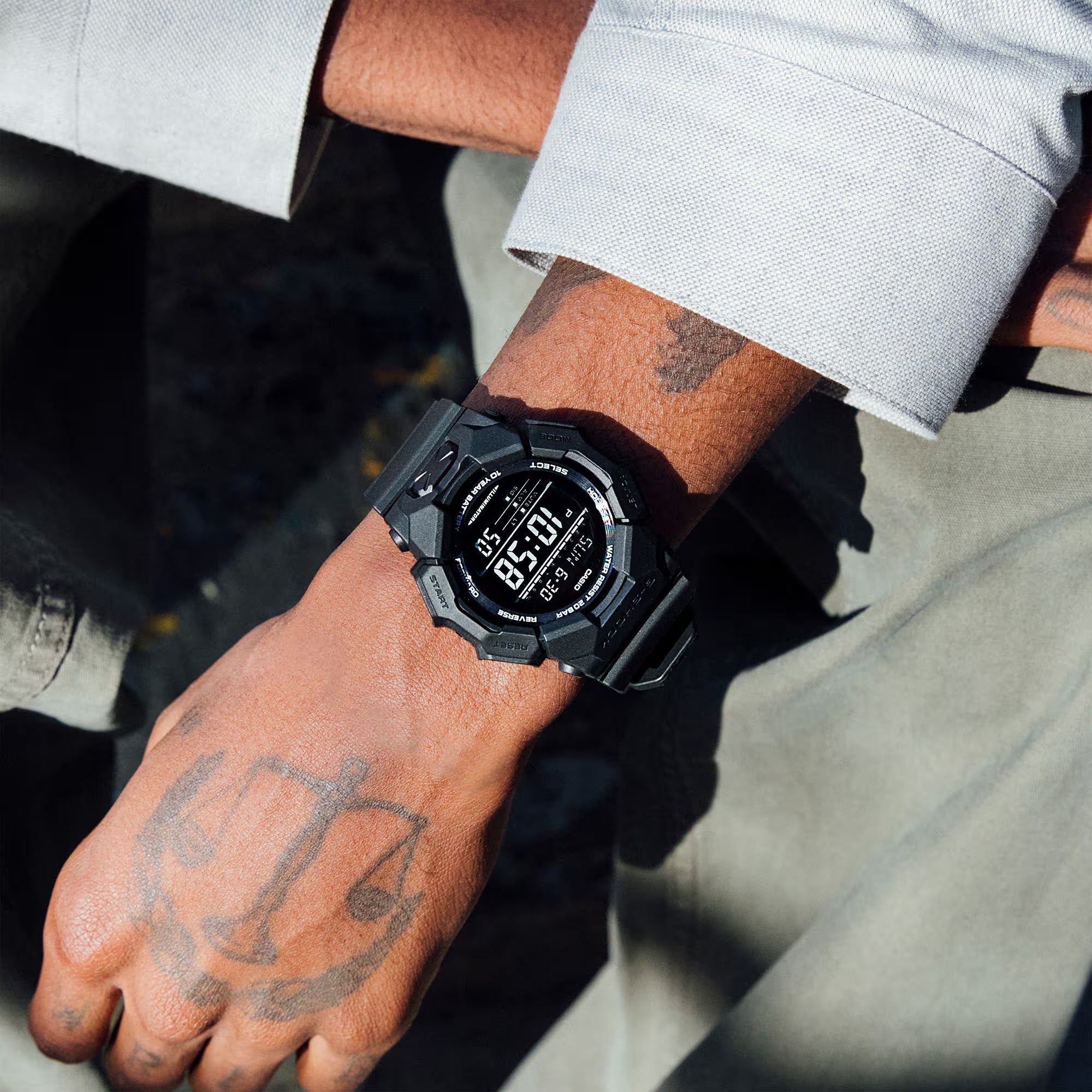 Men's Casio G-Shock Digital Black Bio-Based Resin Strap Watch with Black Dial (Model: GD010-1A1)