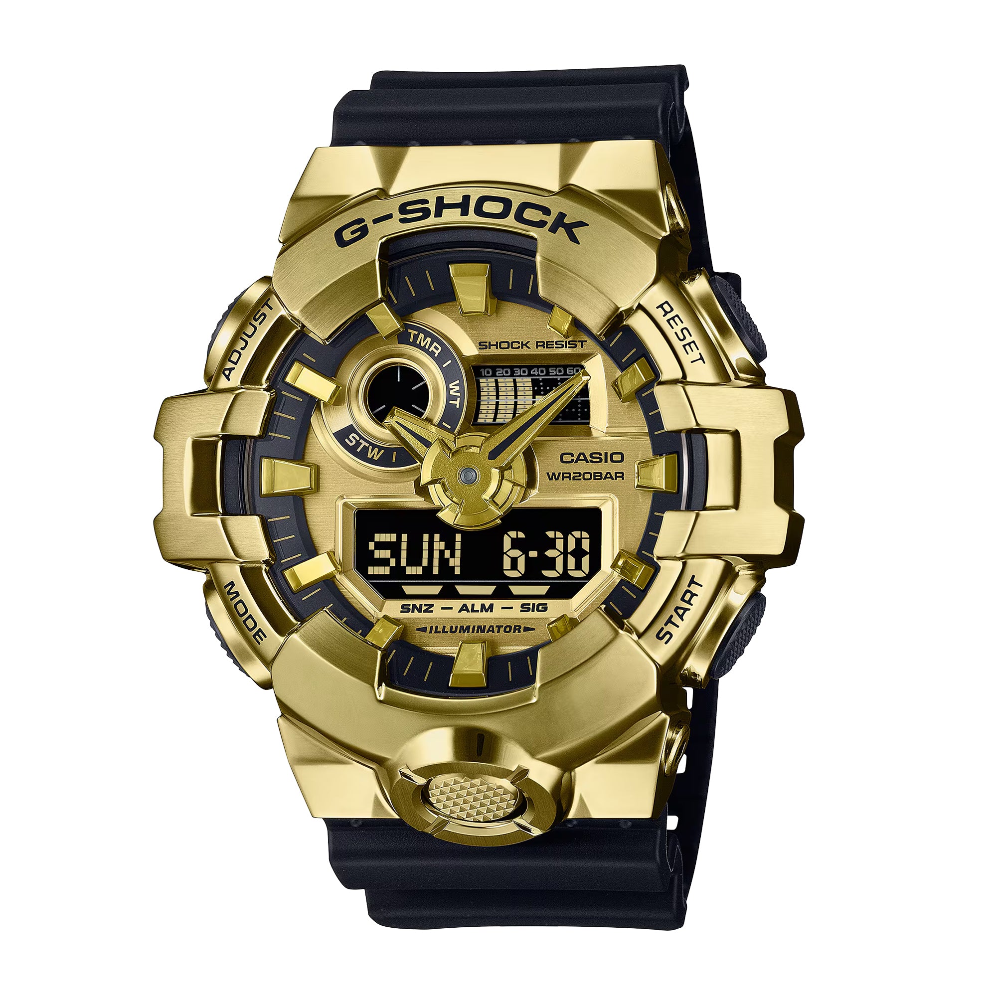 Casio G-Shock G-Steel Analog-Digital Gold-Tone Black Resin Strap Watch - GM700G-9A