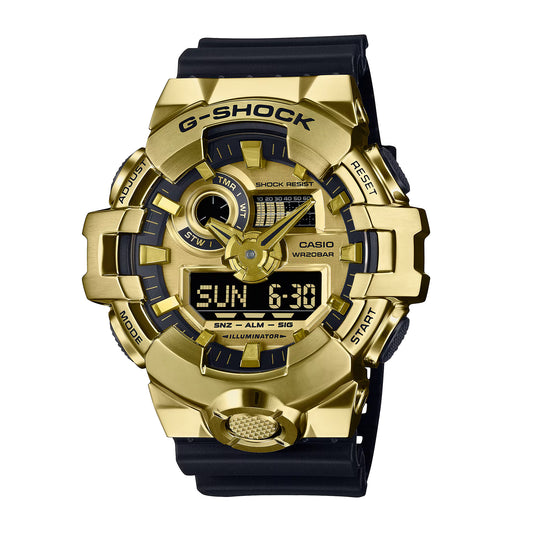 Casio G-Shock G-Steel Analog-Digital Gold-Tone Black Resin Strap Watch - GM700G-9A