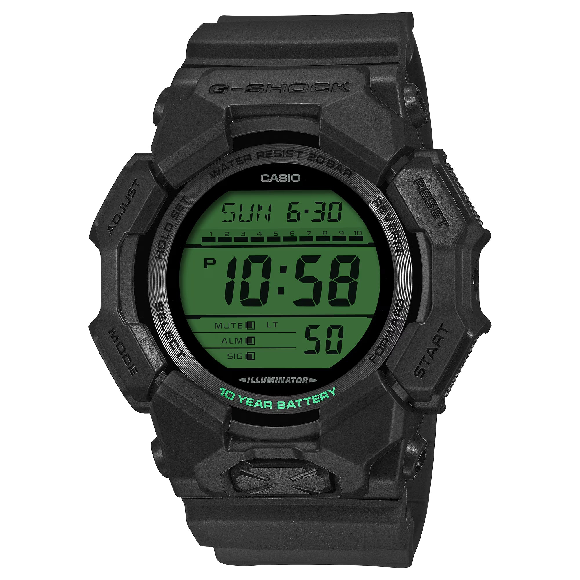 Casio G-Shock Digital Elector Green Black Resin Strap Watch - GD010BEG-1