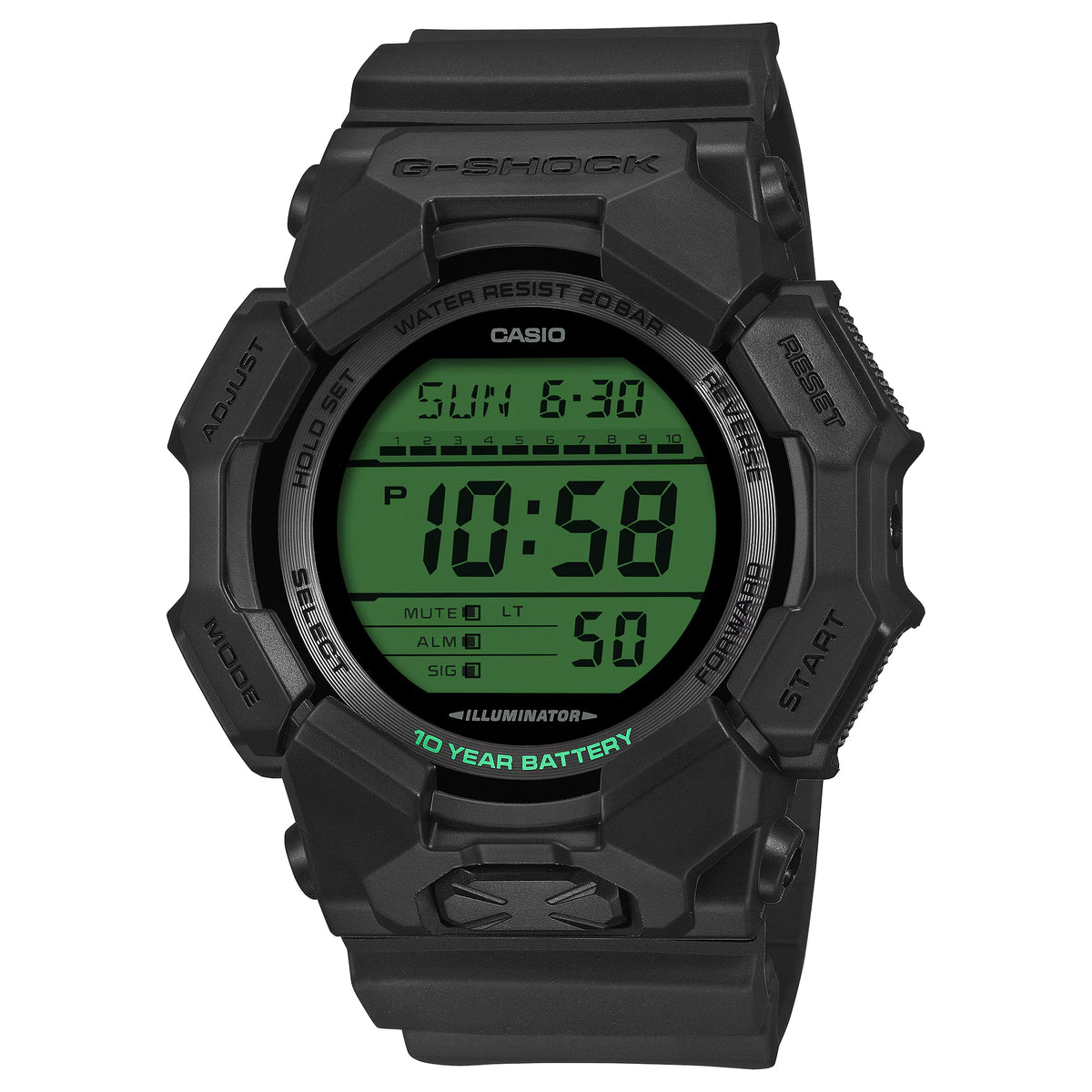 Casio G-Shock Digital Elector Green Black Resin Strap Watch - GD010BEG-1