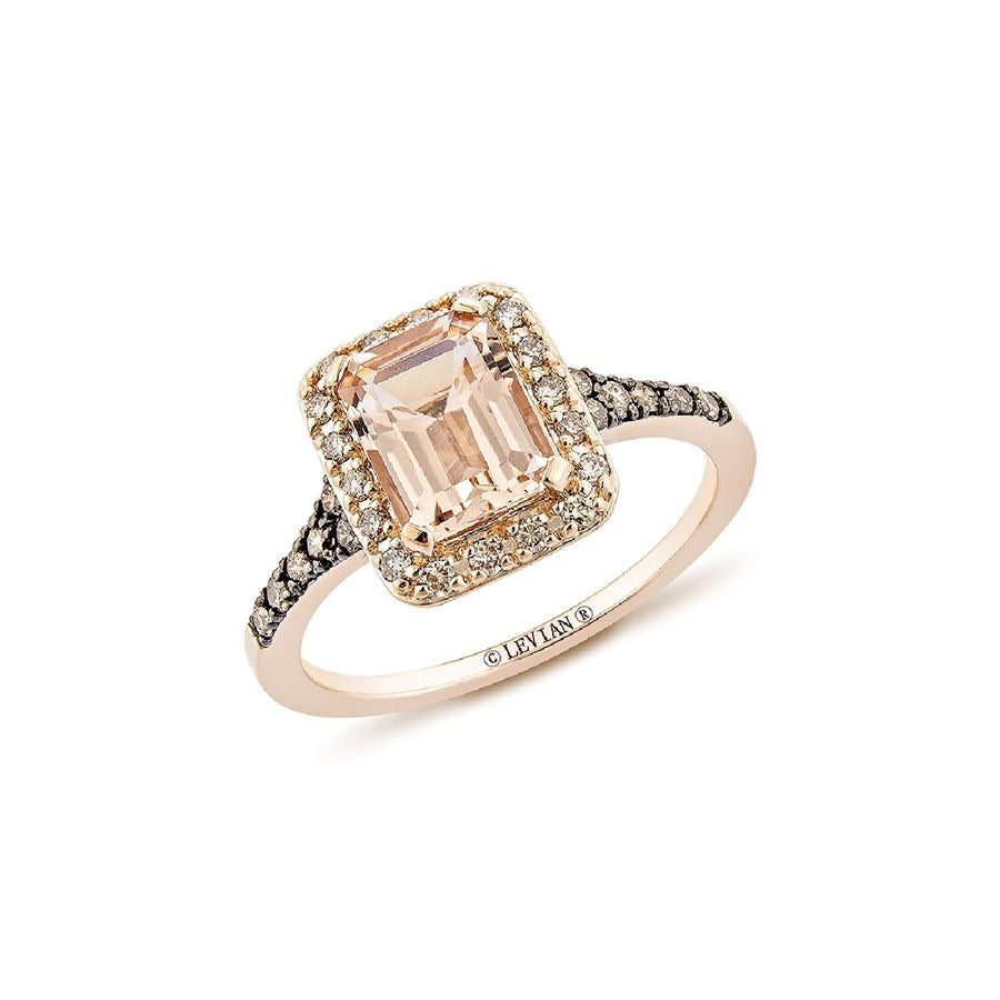 Le Vian 14K Strawberry Gold® Ring | Peach Morganite™ 1 1/6 cts. | Chocolate diamonds® 1/8 cts., Nude diamonds™ 1/6 cts.