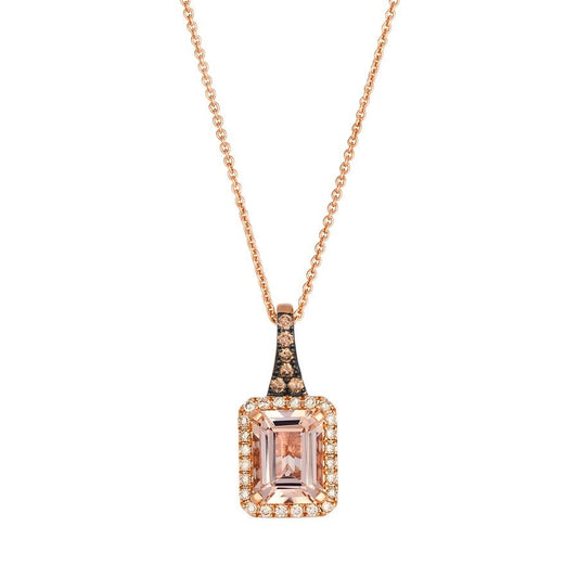 Le Vian 14K Strawberry Gold® Pendant | Peach Morganite™ 1 1/6 cts. | Chocolate diamonds® 1/20 cts., Nude diamonds™ 1/8 cts.