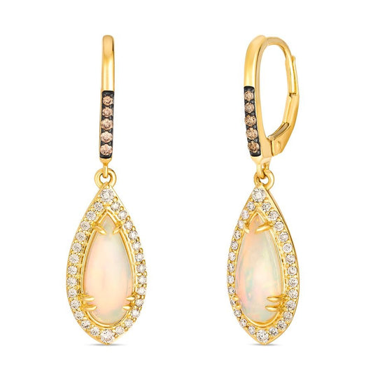 Le Vian 14K Honey Gold™ Earrings | Neopolitan Opal® 1 3/4 cts. | Chocolate diamonds® 1/15 cts., Nude diamonds™ 1/3 cts.