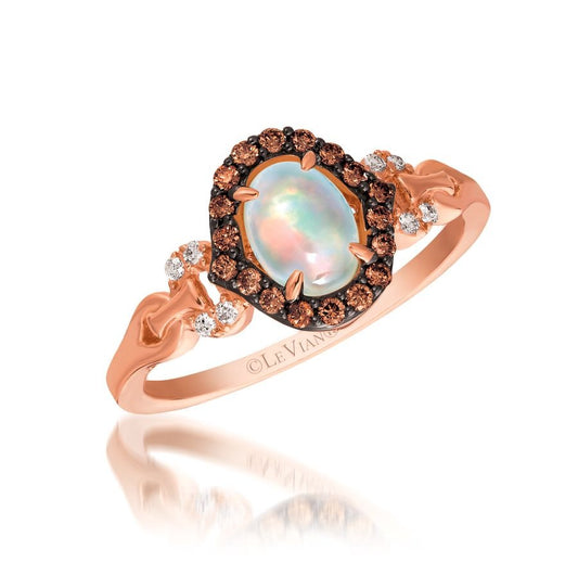 Le Vian 14K Strawberry Gold® Ring | Neopolitan Opal® 3/8 cts. | Chocolate diamonds® 1/6 cts., Vanilla diamonds® 1/20 cts.