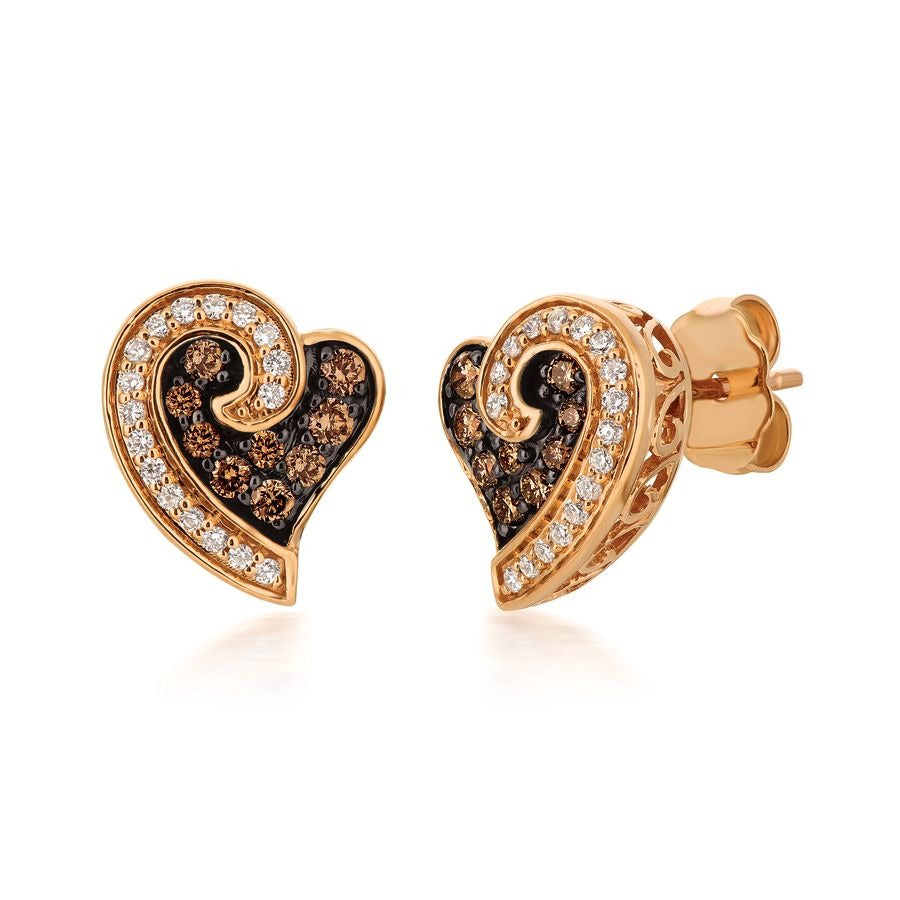 Le Vian 14K Strawberry Gold® Earrings | Chocolate diamonds® 1/4 cts., Vanilla diamonds® 1/8 cts.