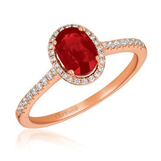 Le Vian 14K Strawberry Gold® Ring | Passion Ruby® 3/4 cts. | Vanilla diamonds® 1/6 cts.