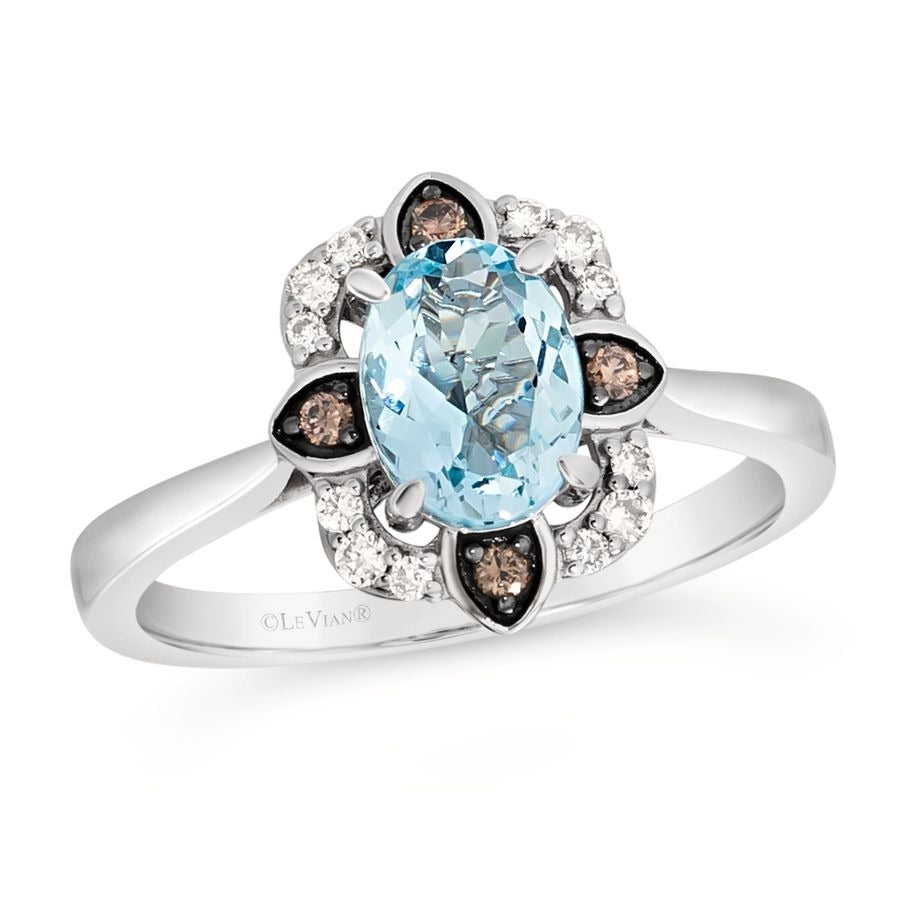 Le Vian 14K Vanilla Gold® Ring | Sea Blue Aquamarine® 7/8 cts. | Chocolate diamonds® 1/20 cts., Nude diamonds™ 1/10 cts.