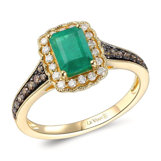 Le Vian 14K Honey Gold™ Ring | Costa Smeralda Emeralds™ 3/4 cts. | Chocolate diamonds® 1/6 cts., Nude diamonds™ 1/6 cts.