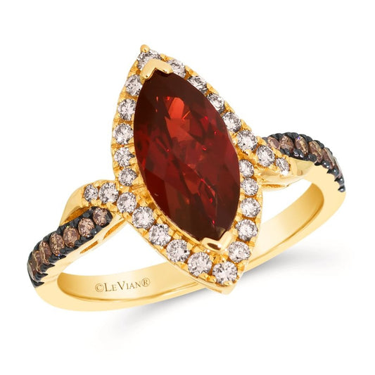 Le Vian 14K Honey Gold™ Ring | Pomegranate Garnet™ 2 1/4 cts. | Chocolate diamonds® 1/5 cts., Nude diamonds™ 1/3 cts.