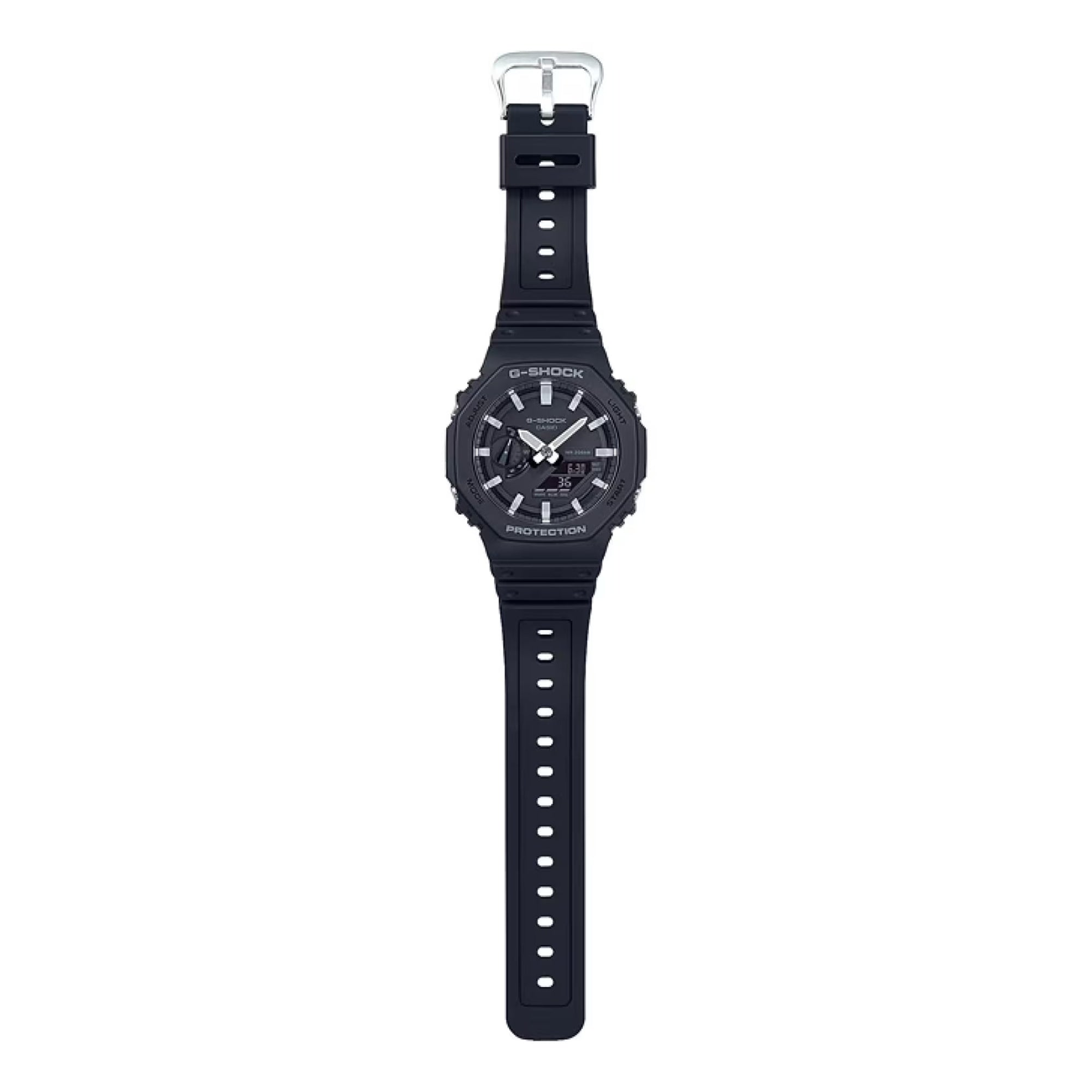 Men's Casio G-Shock Icon Analog-Digital Black Resin Strap Watch with Black Dial (Model: GA2100-1A)