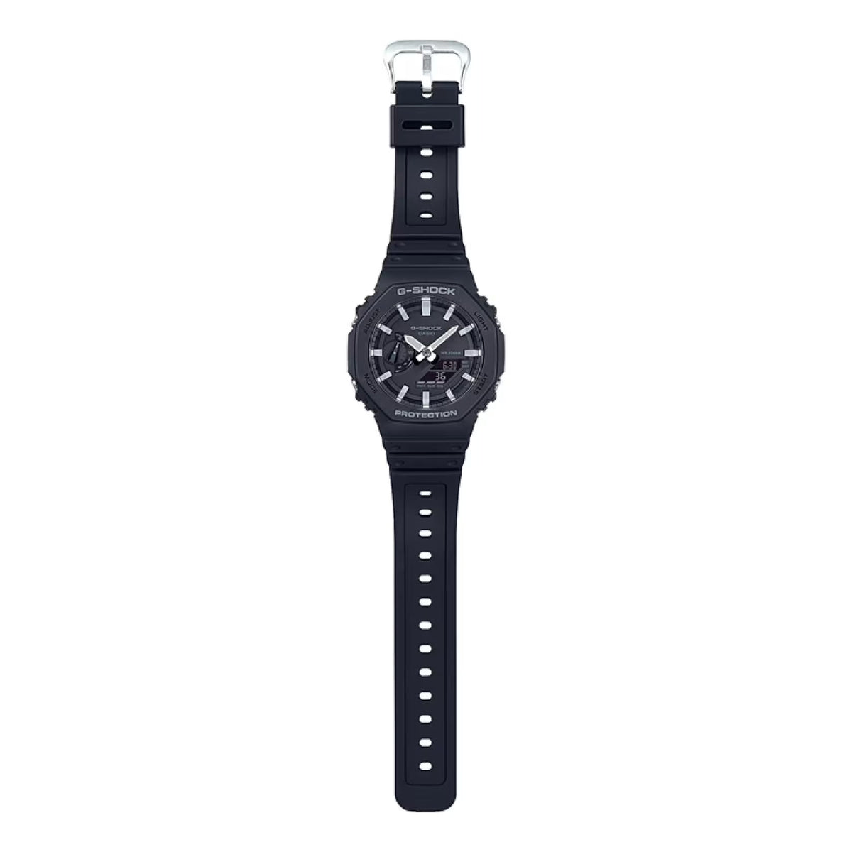 Men's Casio G-Shock Icon Analog-Digital Black Resin Strap Watch with Black Dial (Model: GA2100-1A)