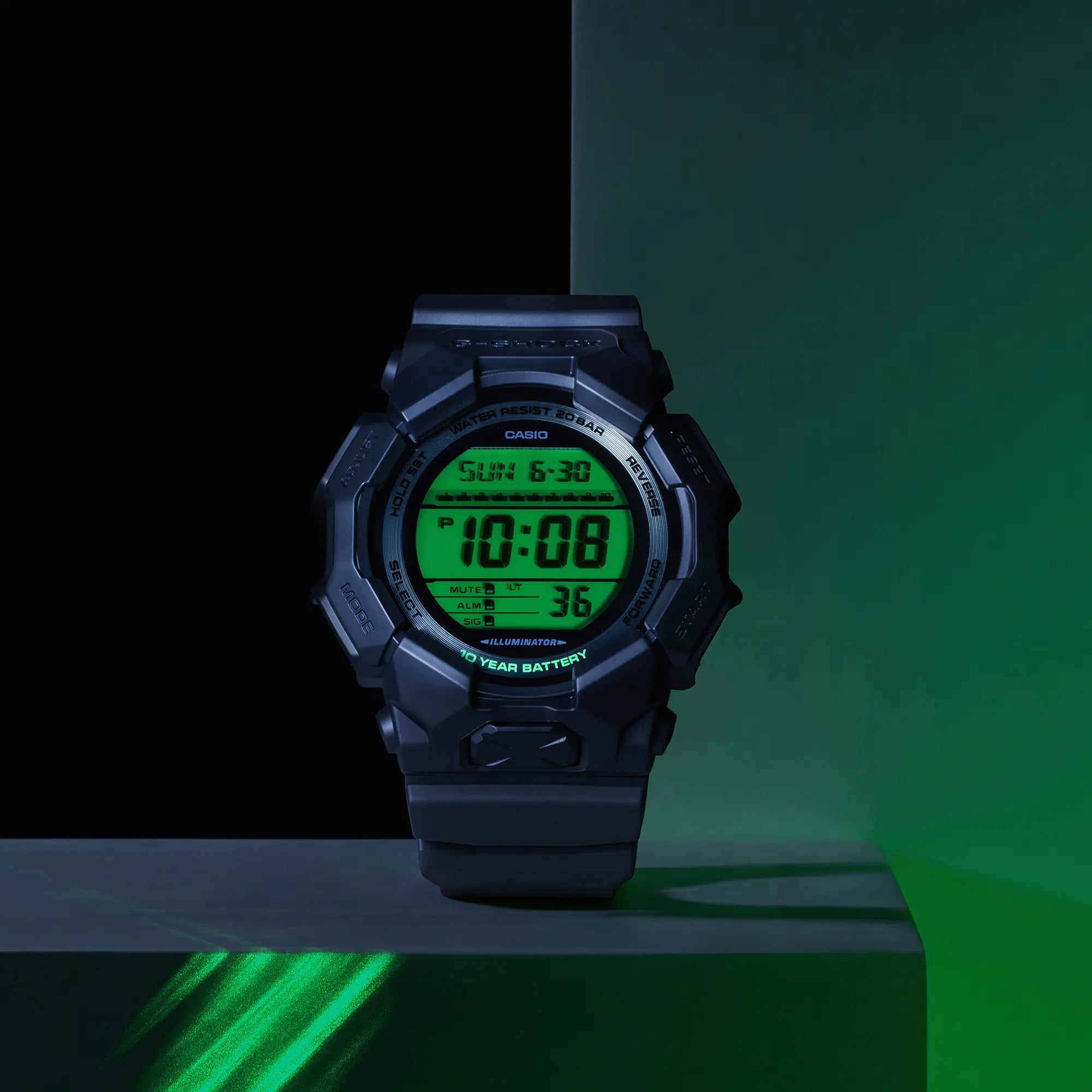 Casio G-Shock Digital Elector Green Black Resin Strap Watch - GD010BEG-1