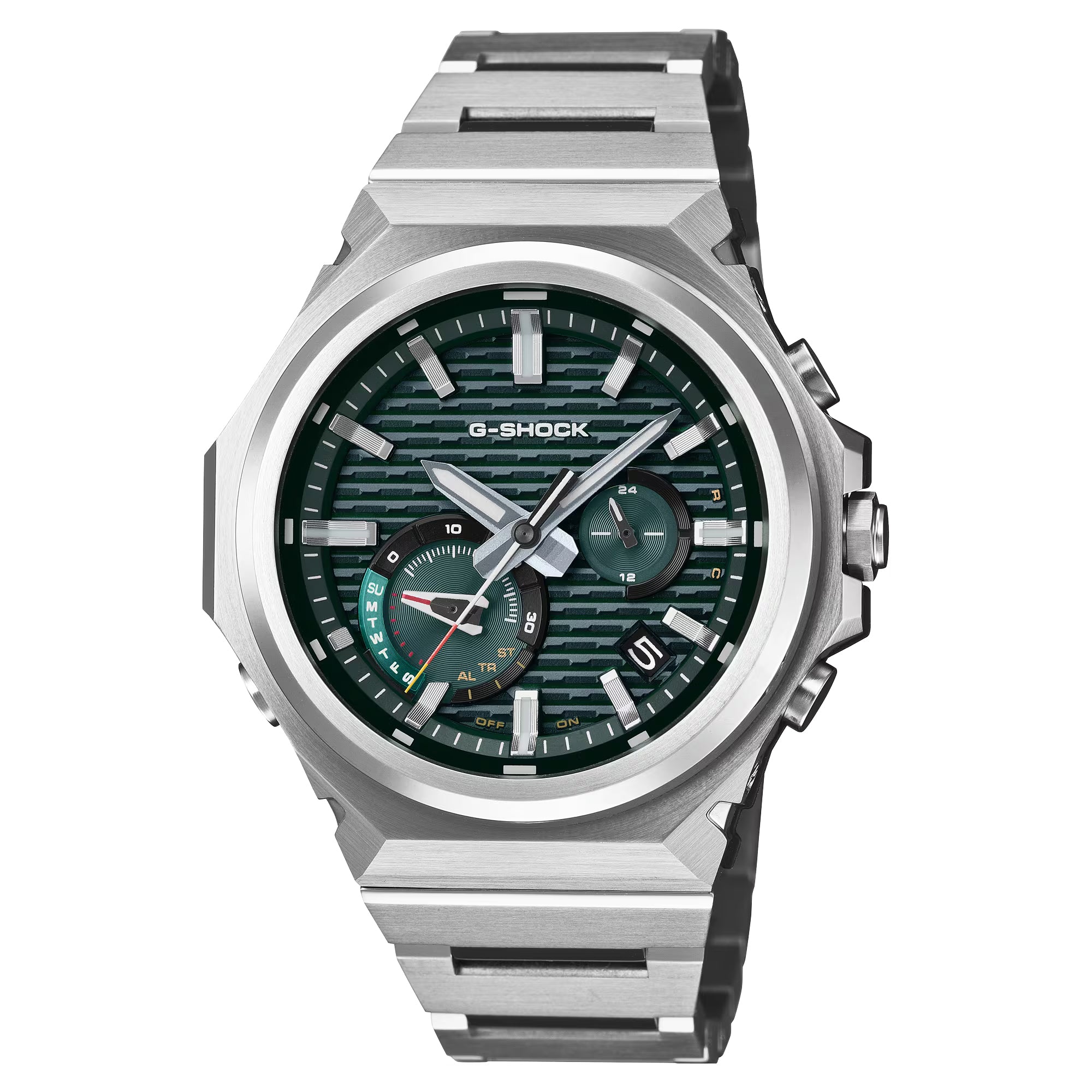 Men's Casio G-Shock G-Steel GST-B1000 Series Green Dial Stainless Steel Watch GSTB1000D-3A