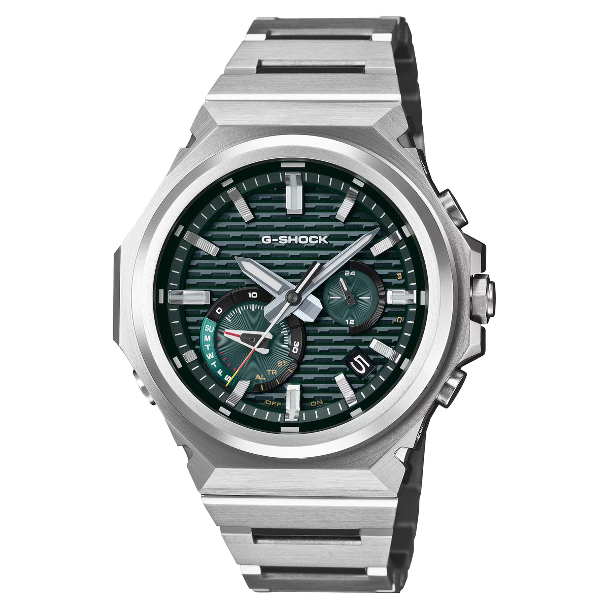 Men's Casio G-Shock G-Steel GST-B1000 Series Green Dial Stainless Steel Watch GSTB1000D-3A